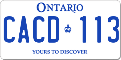 ON license plate CACD113