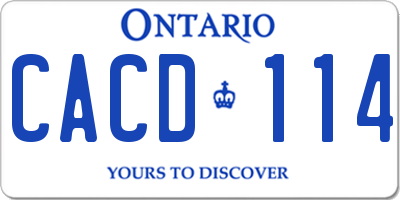 ON license plate CACD114