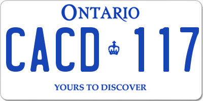 ON license plate CACD117