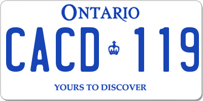 ON license plate CACD119