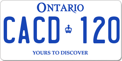 ON license plate CACD120