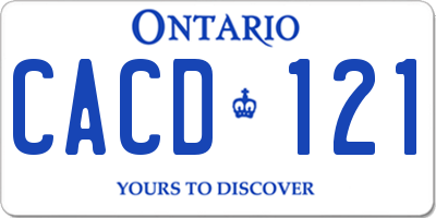 ON license plate CACD121