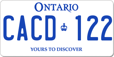 ON license plate CACD122