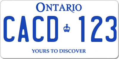 ON license plate CACD123