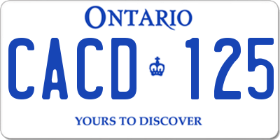 ON license plate CACD125