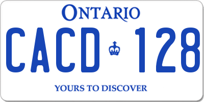 ON license plate CACD128