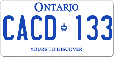 ON license plate CACD133