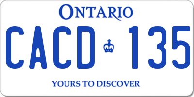 ON license plate CACD135