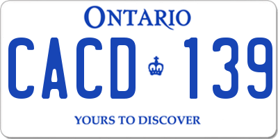 ON license plate CACD139