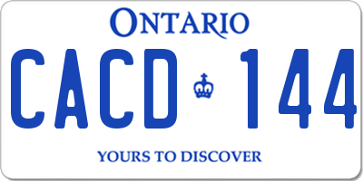 ON license plate CACD144