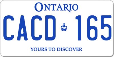 ON license plate CACD165