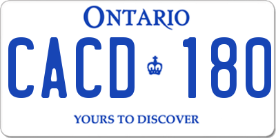 ON license plate CACD180