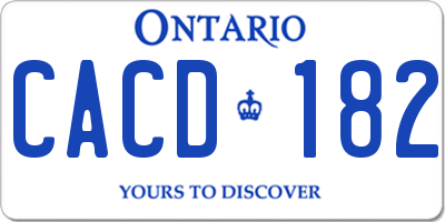 ON license plate CACD182