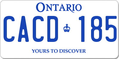 ON license plate CACD185