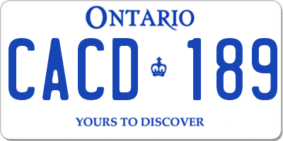 ON license plate CACD189