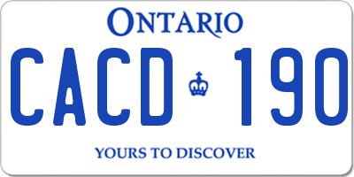 ON license plate CACD190