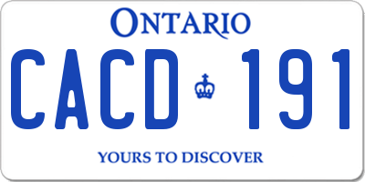 ON license plate CACD191