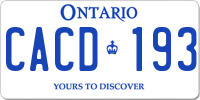 ON license plate CACD193