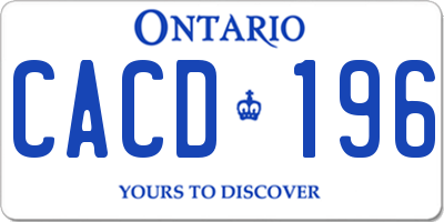 ON license plate CACD196