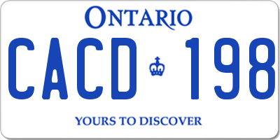 ON license plate CACD198