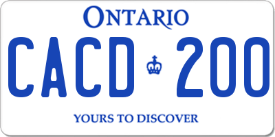 ON license plate CACD200