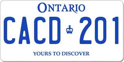 ON license plate CACD201