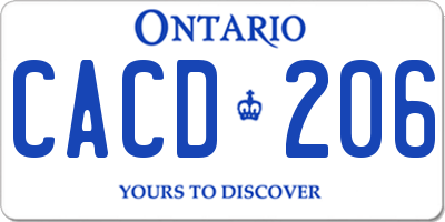 ON license plate CACD206