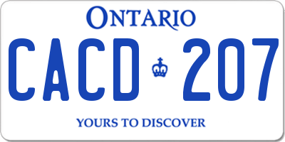 ON license plate CACD207