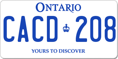 ON license plate CACD208