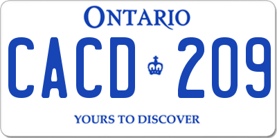 ON license plate CACD209