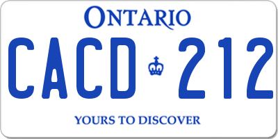 ON license plate CACD212