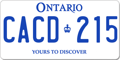 ON license plate CACD215