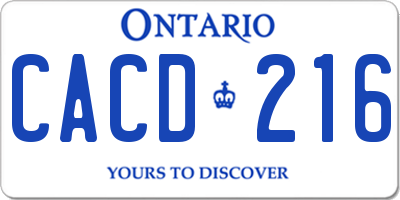 ON license plate CACD216