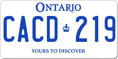 ON license plate CACD219