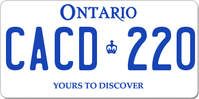 ON license plate CACD220