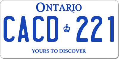 ON license plate CACD221