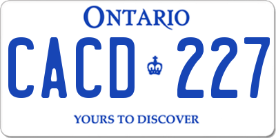 ON license plate CACD227