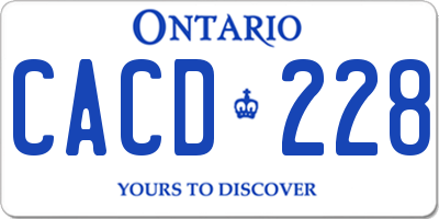 ON license plate CACD228