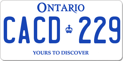 ON license plate CACD229