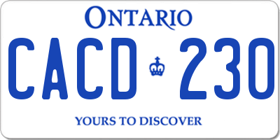 ON license plate CACD230