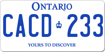 ON license plate CACD233