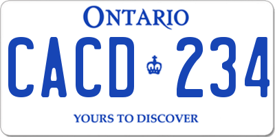 ON license plate CACD234