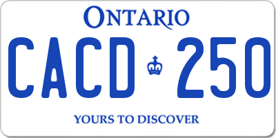 ON license plate CACD250