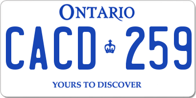 ON license plate CACD259