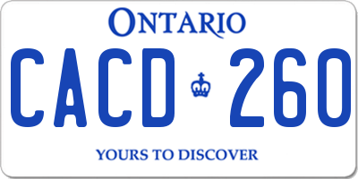 ON license plate CACD260