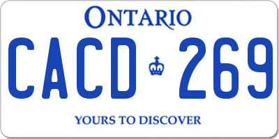 ON license plate CACD269