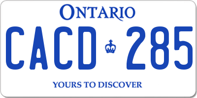 ON license plate CACD285