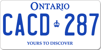 ON license plate CACD287