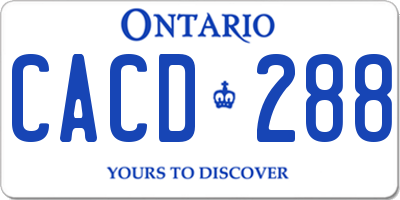 ON license plate CACD288