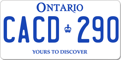 ON license plate CACD290